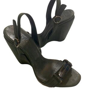 CNC Costume National Black wedge sandals, 37, minimalist, classic